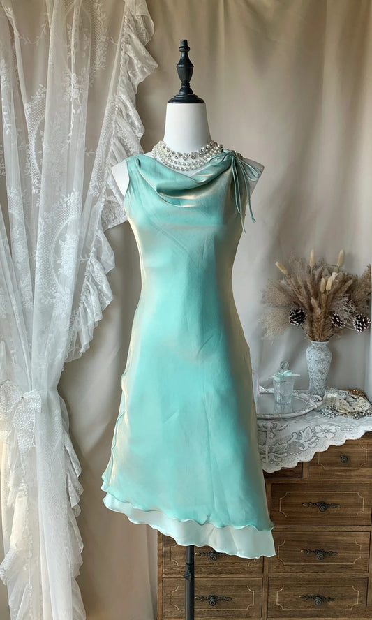 Sleeveless Mint Green Homecoming Dress Retro Evening Dress  P1662