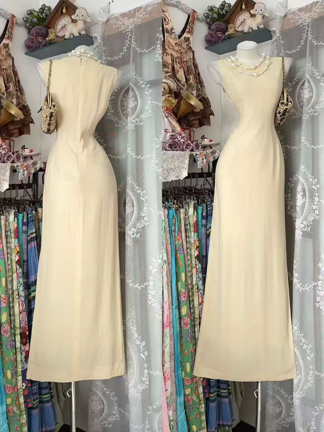 Sleeveless Yellow Formal Dress Chiffon Prom Dress  P2050