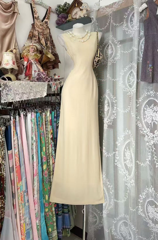 Sleeveless Yellow Formal Dress Chiffon Prom Dress  P2050