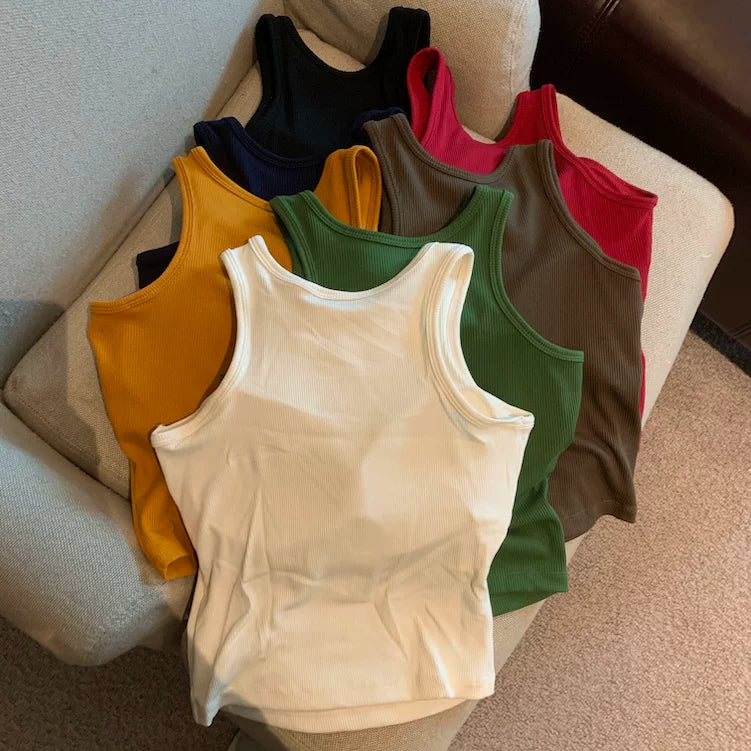 Solid Color Slim-fit Sleeveless Top    L121