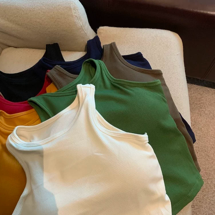Solid Color Slim-fit Sleeveless Top    L121