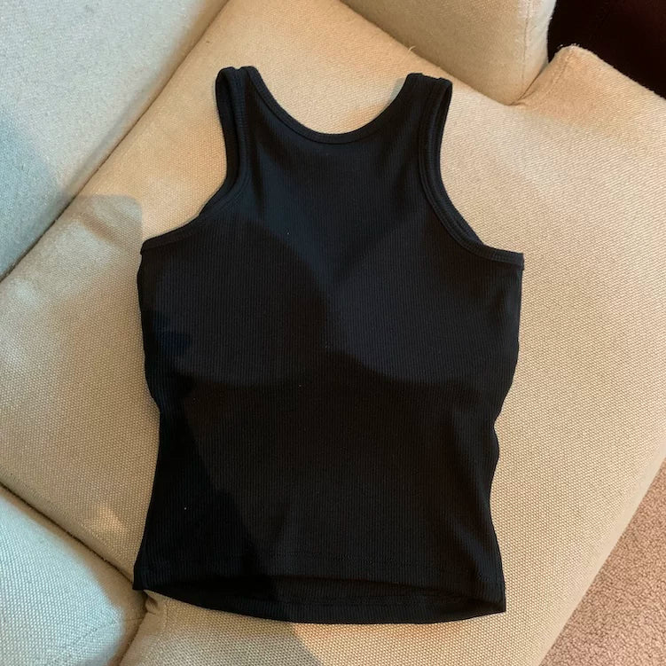 Solid Color Slim-fit Sleeveless Top    L121