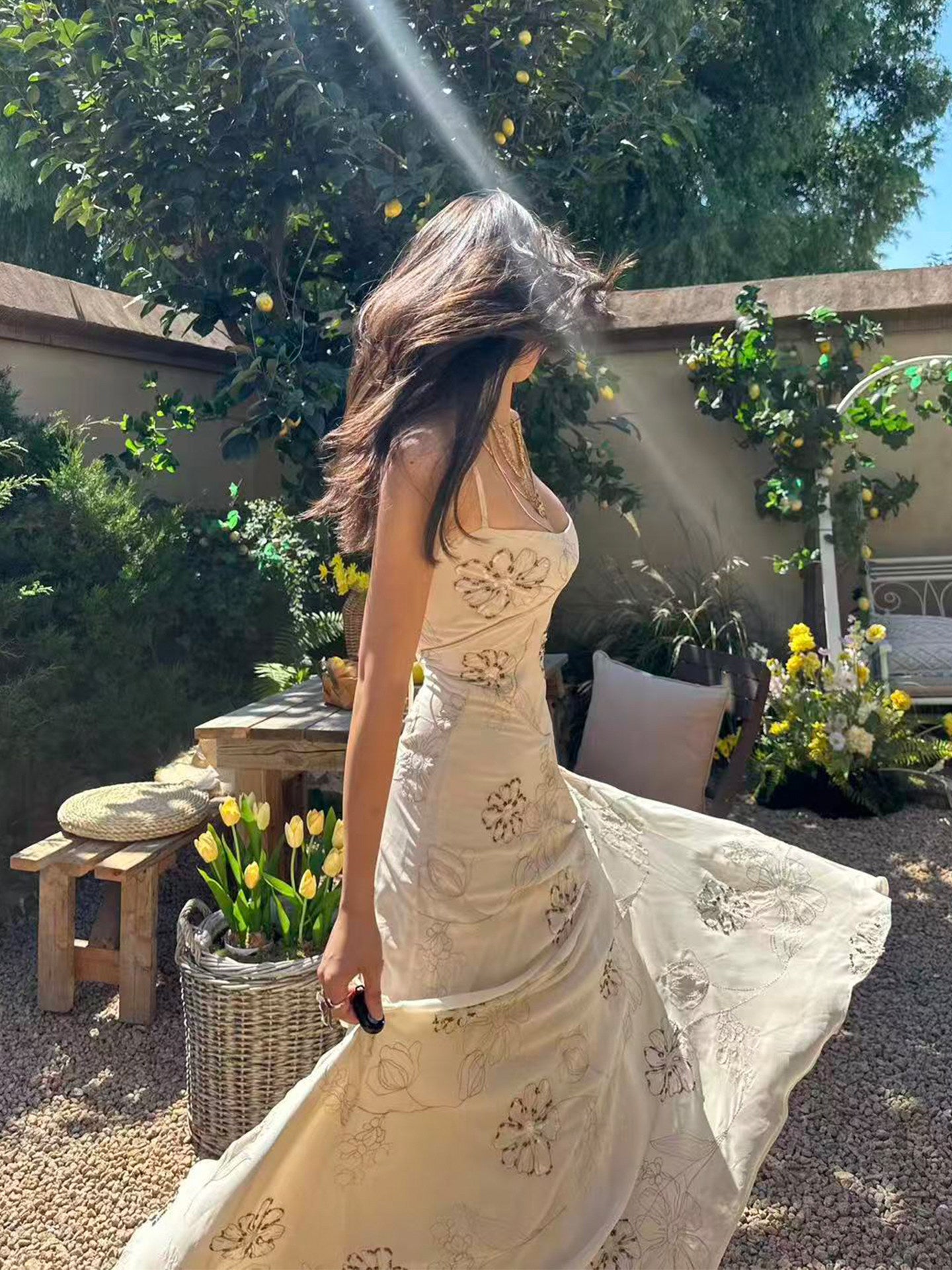 Spaghetti Strap  A Line Flora Formal Dress A Line Summer Wedding Guest Dress  L78