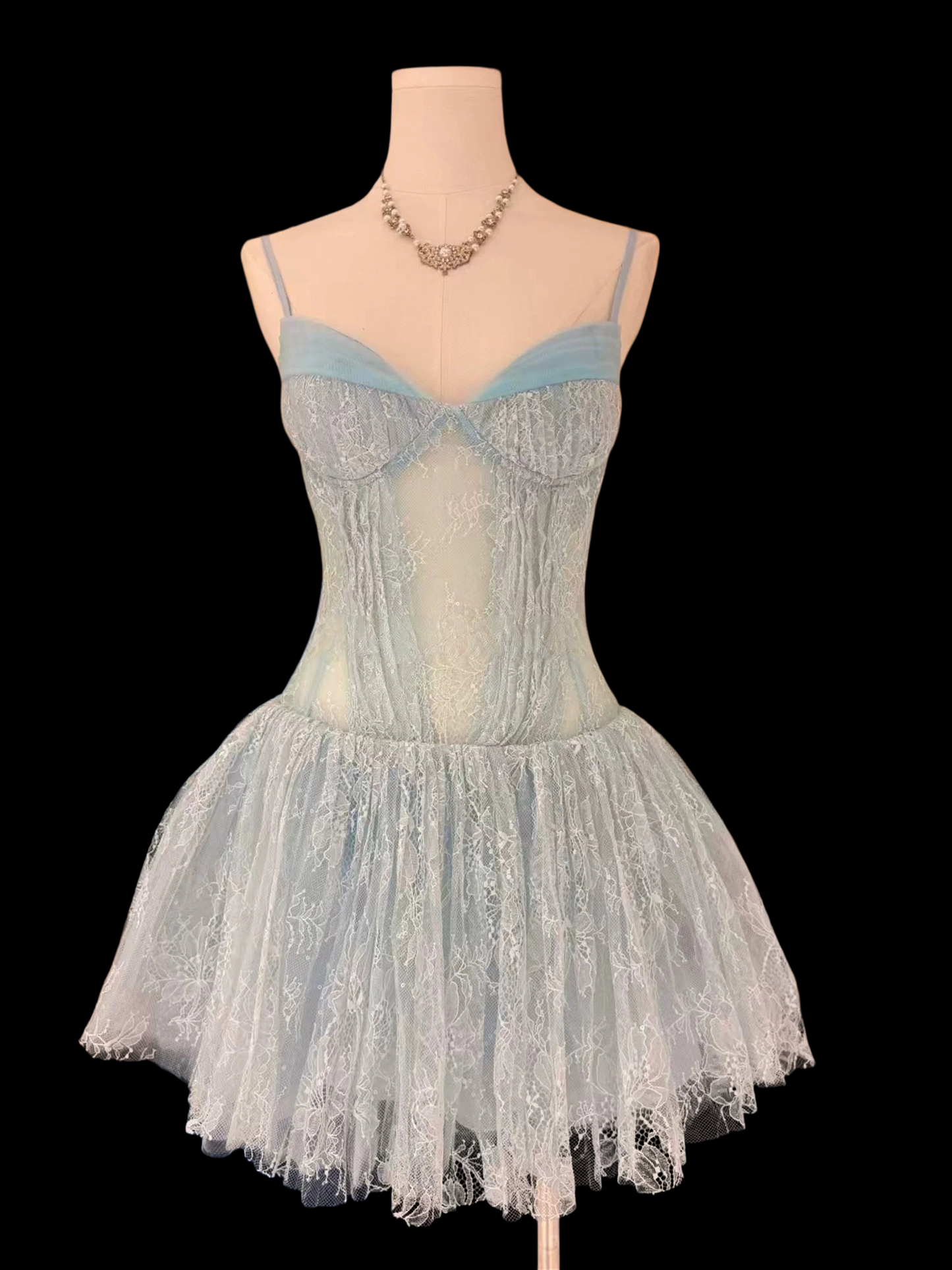 Spaghetti Strap A Line Lace Birthday Dress Short Homecoming Dress  P1471