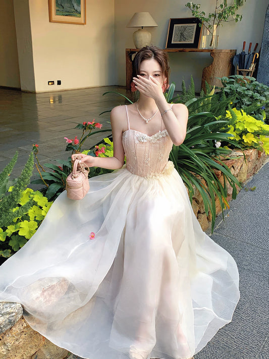 Spaghetti Strap A Line Organza Prom Dress Formal Evening Dress  L101