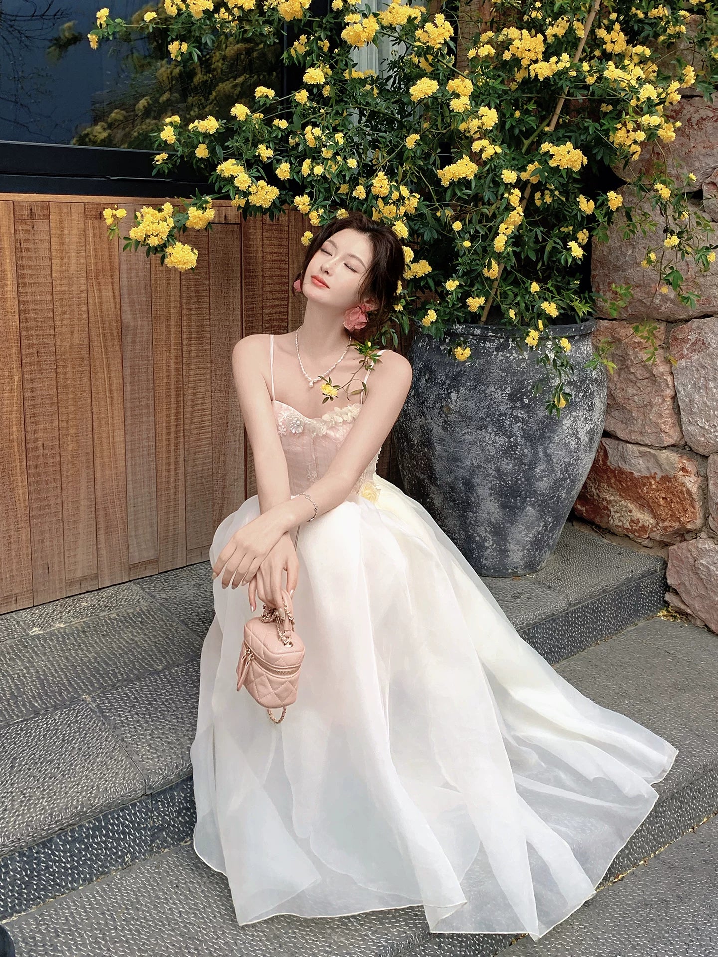 Spaghetti Strap A Line Organza Prom Dress Formal Evening Dress  L101