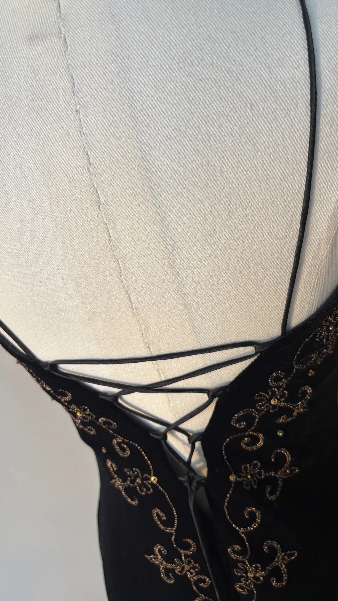 Spaghetti Strap Black Evening Dress Beaded Formal Prom Dress  P1357