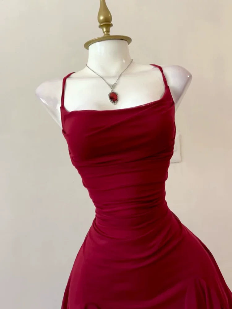 Spaghetti Strap Burgundy Sexy Birthday Dress  Short Homecoming Dress  P1407
