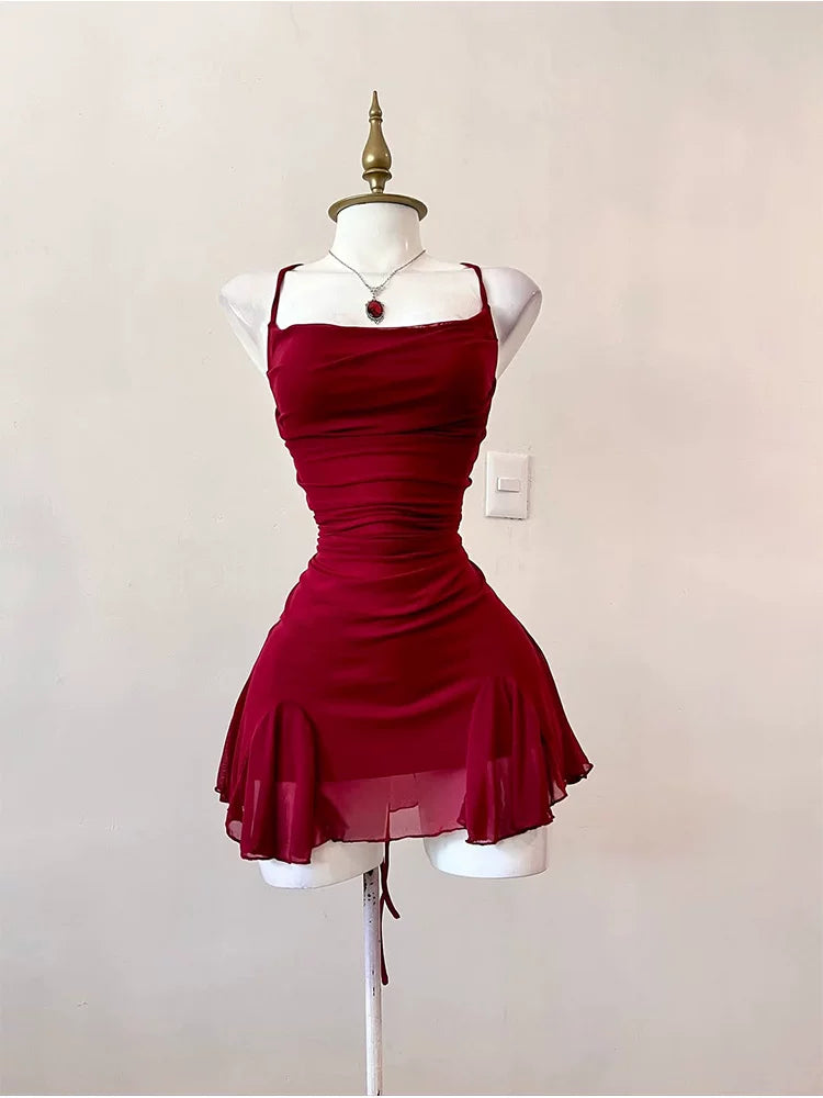 Spaghetti Strap Burgundy Sexy Birthday Dress  Short Homecoming Dress  P1407