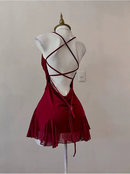 Spaghetti Strap Burgundy Sexy Birthday Dress  Short Homecoming Dress  P1407
