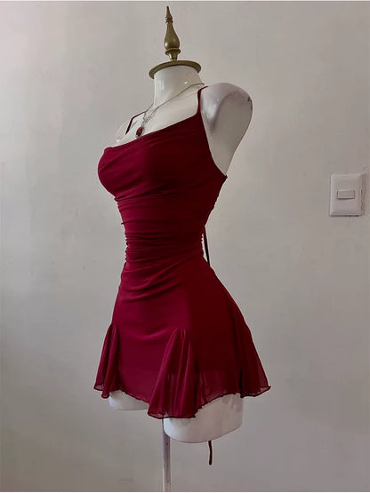Spaghetti Strap Burgundy Sexy Birthday Dress  Short Homecoming Dress  P1407