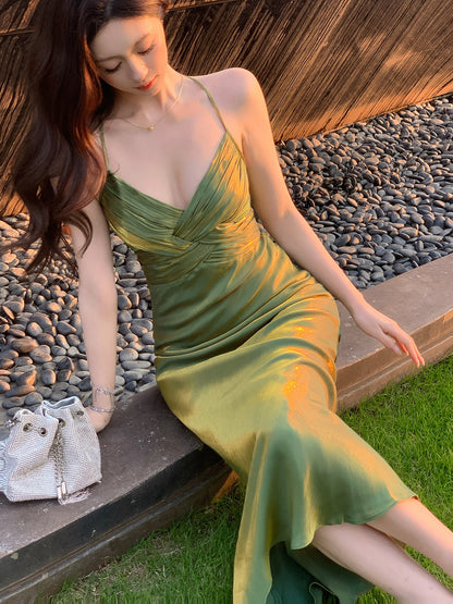 Spaghetti Strap Green Mermaid Prom Dress Formal Evening Dress  P682