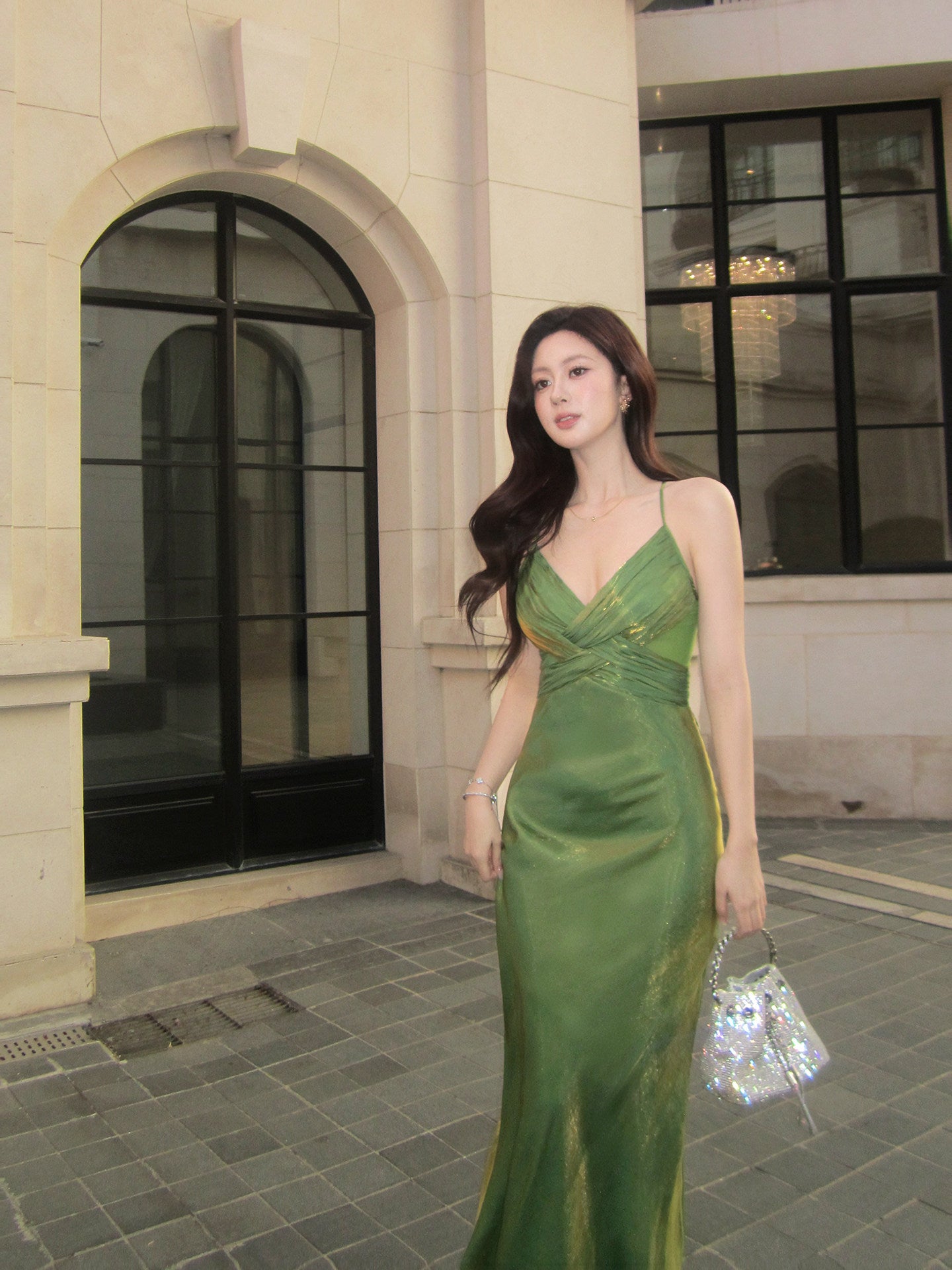 Spaghetti Strap Green Mermaid Prom Dress Formal Evening Dress  P682