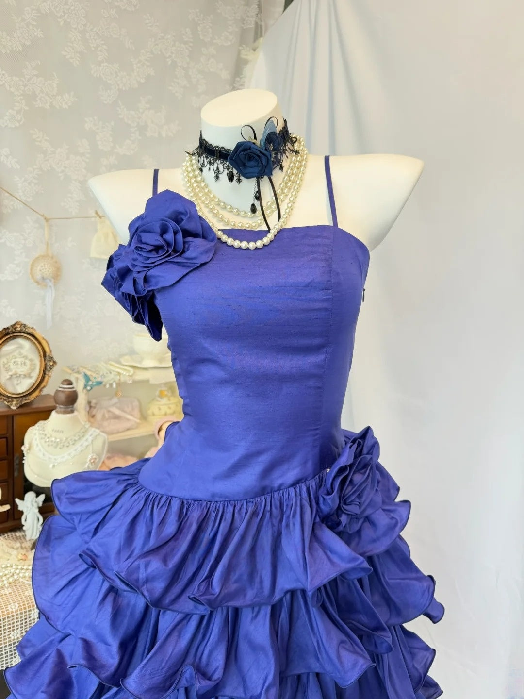Spaghetti Strap Layered Homecoming Dress Ruffled Birthday Dress   P1510