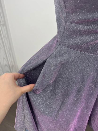 Spaghetti Strap Lilac Sparkle Homecoming Dress Short Birthday Dress  P1300