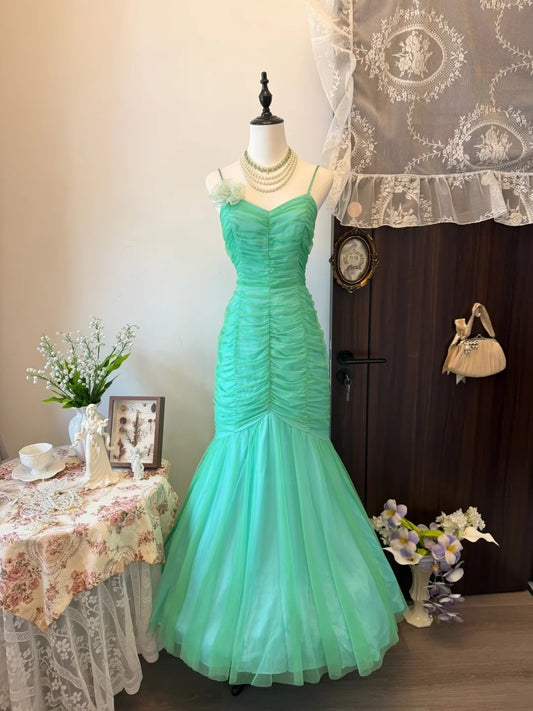 Spaghetti Strap Mint Green Mermaid Prom Dress Formal Evening Dress  P1713
