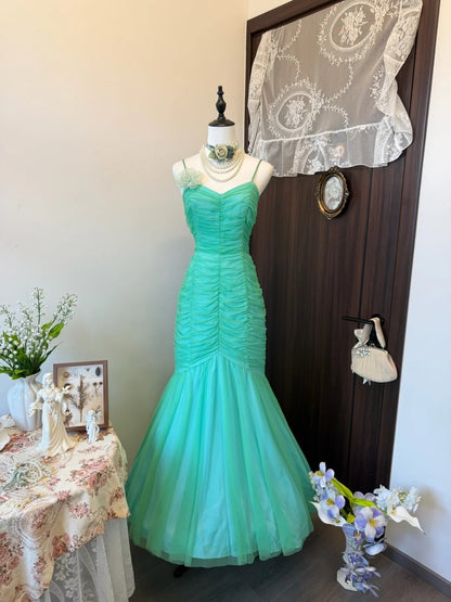 Spaghetti Strap Mint Green Mermaid Prom Dress Formal Evening Dress  P1713