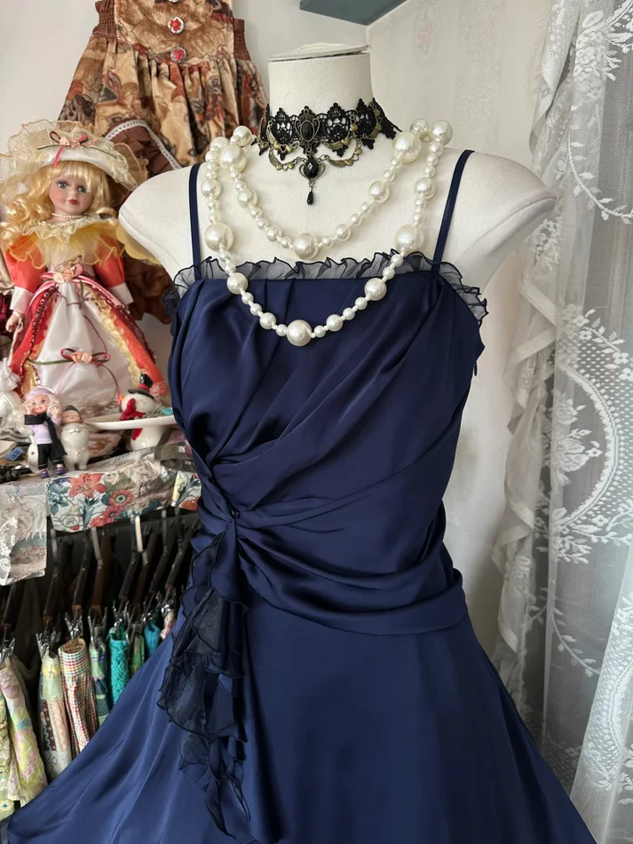Spaghetti Strap Navy Blue A Line Short Homecoming Dress  P1215