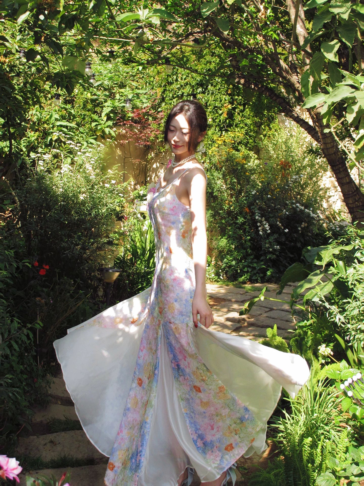 Spaghetti Strap Painting Mermaid Prom Dress Flora Summer Dress  L94
