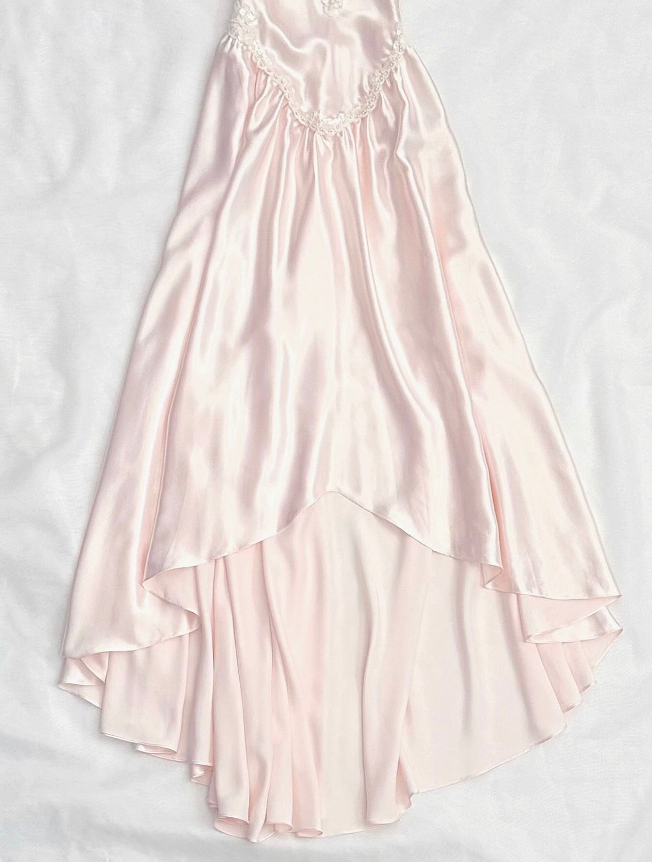 Spaghetti Strap Pink Satin Dress Lace Formal Dress  P901