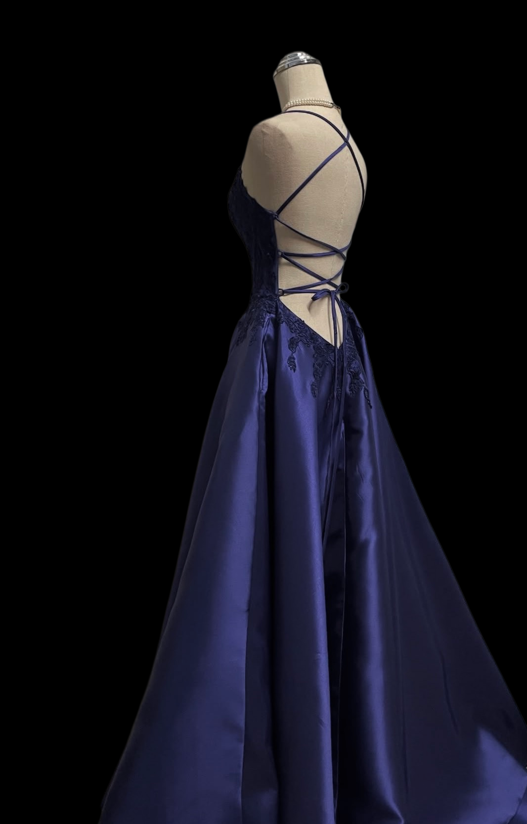 Spaghetti Strap Purple A Line Prom Dress With Appliques  P1059