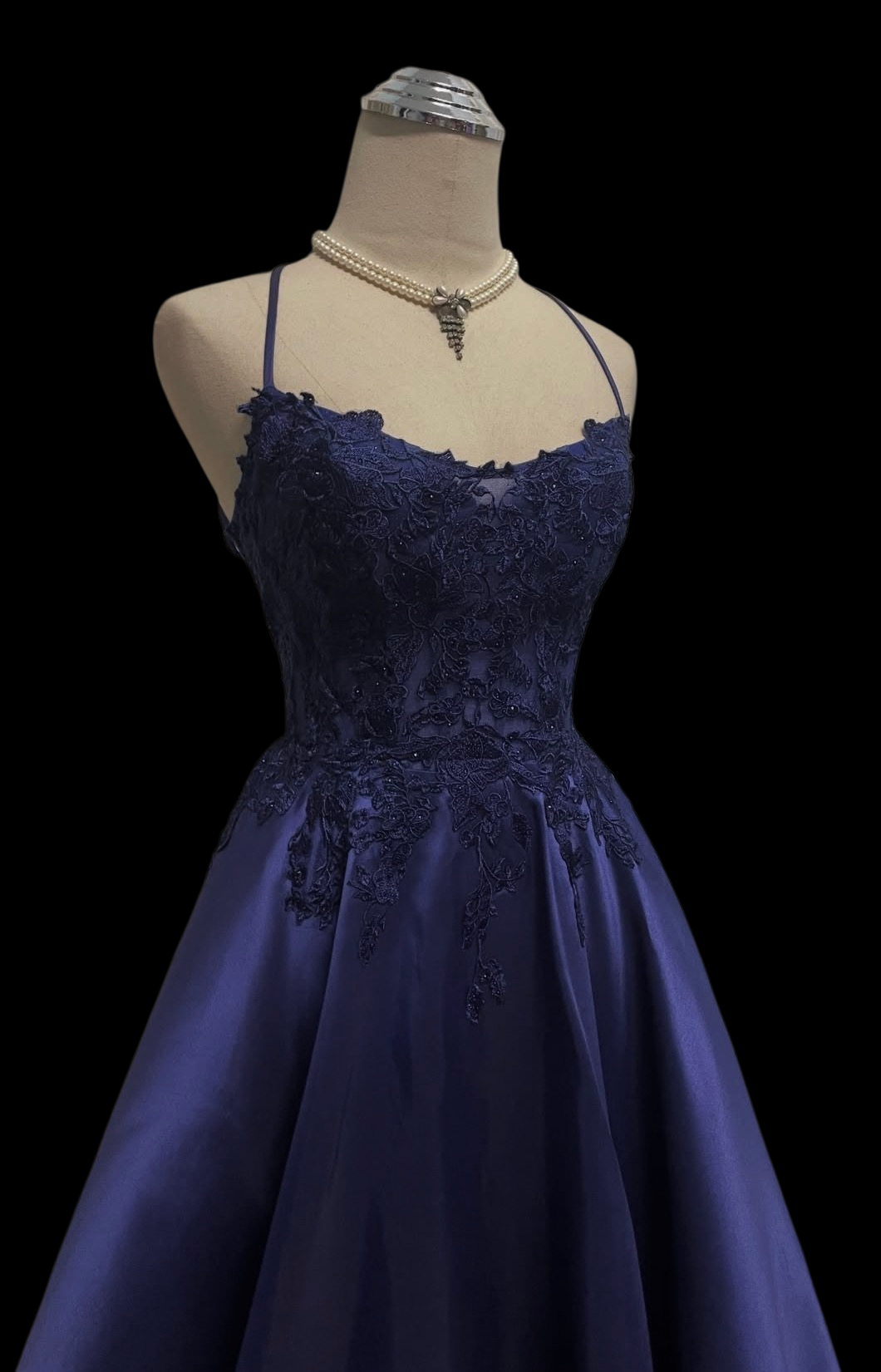 Spaghetti Strap Purple A Line Prom Dress With Appliques  P1059