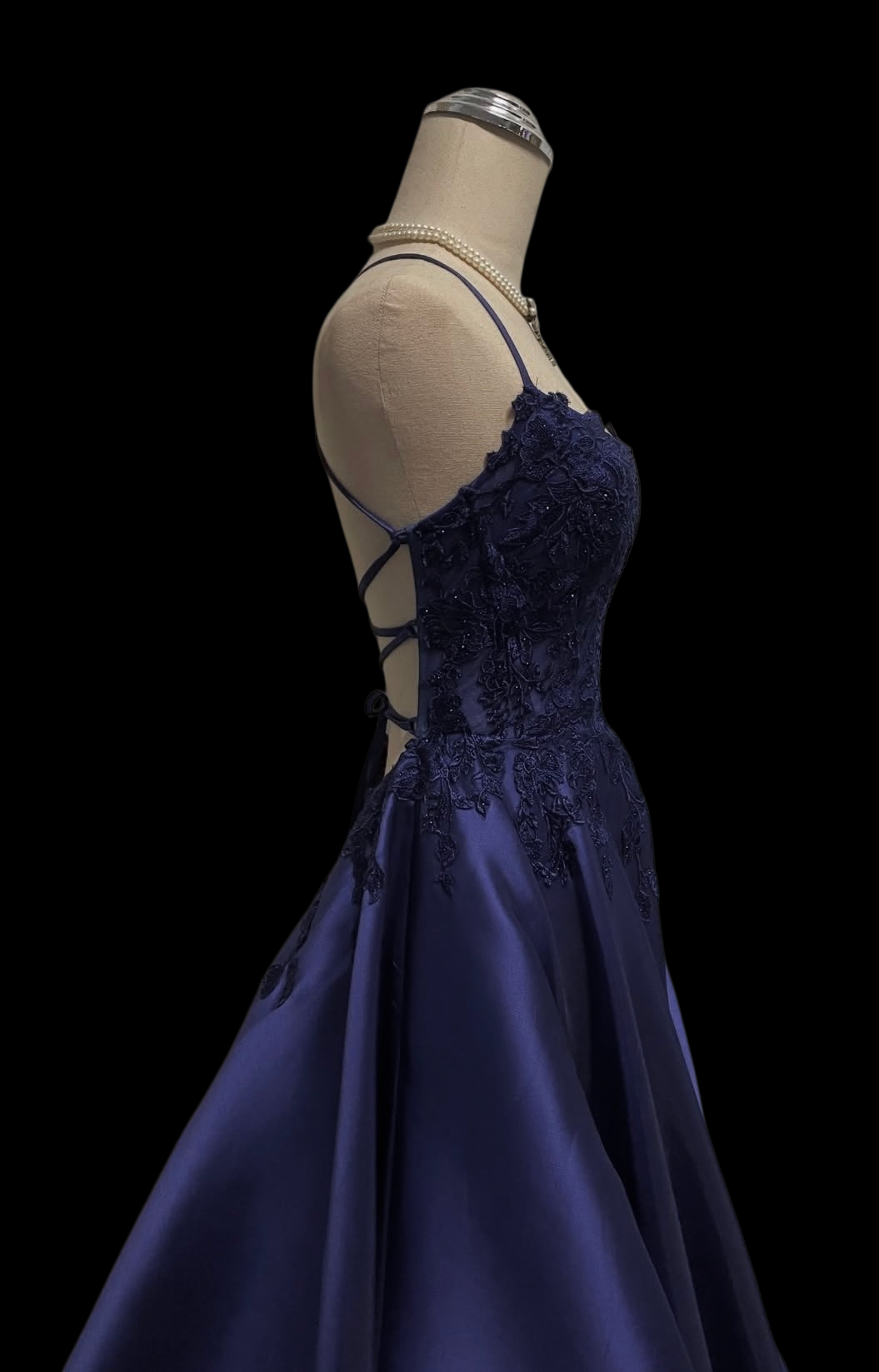 Spaghetti Strap Purple A Line Prom Dress With Appliques  P1059