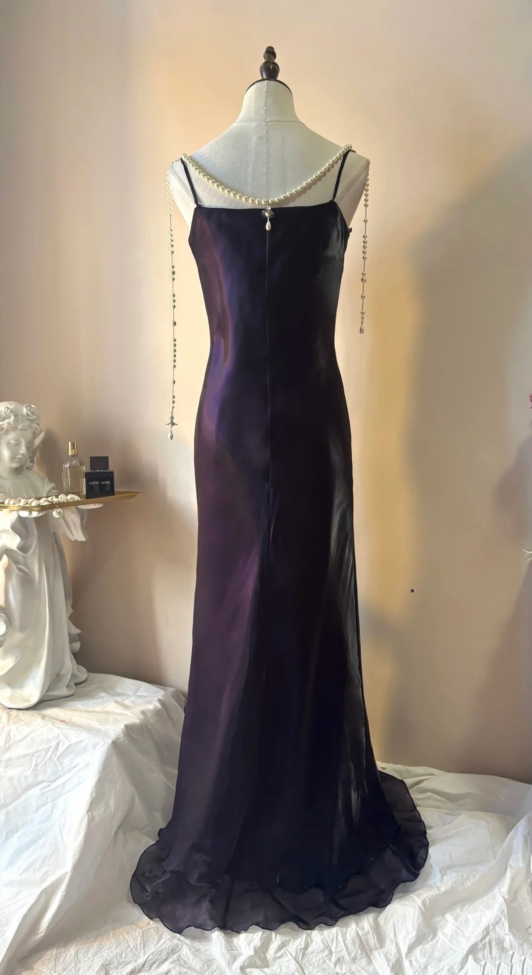 Spaghetti Strap Purple Prom Dress Retro Evening Dress  P1326