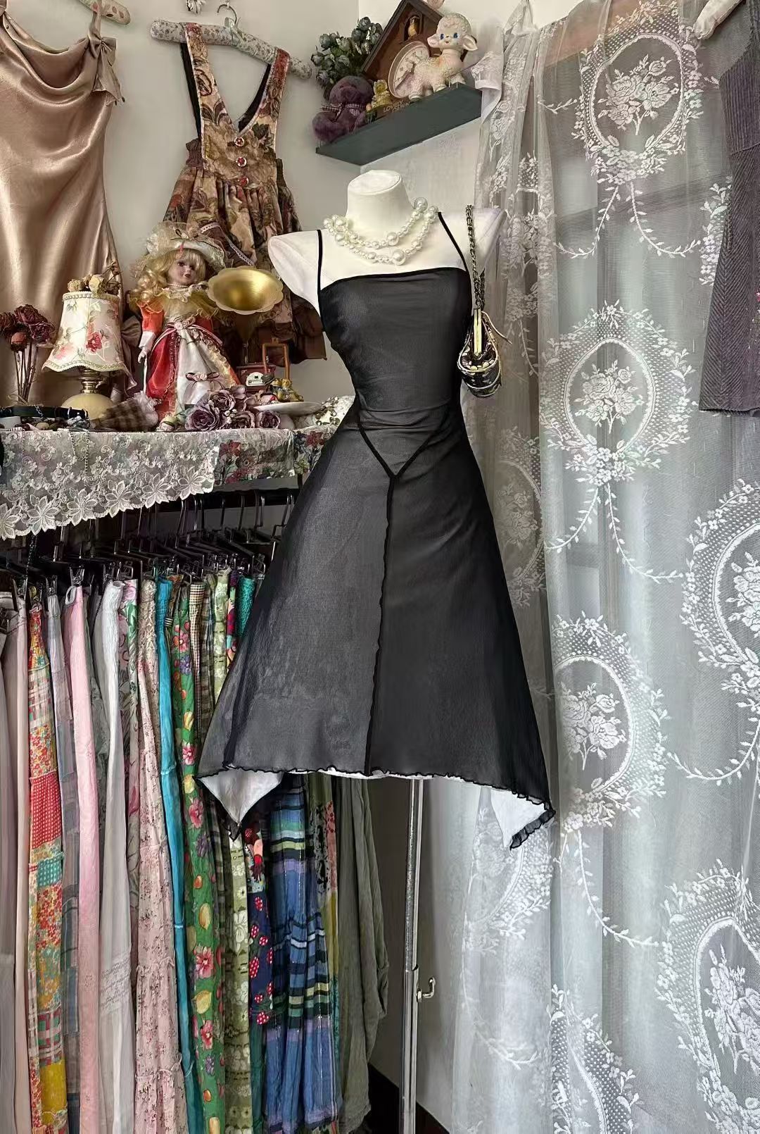 Spaghetti Straps A Line Black Homecoming Dress Short Birthday Dress   P2069