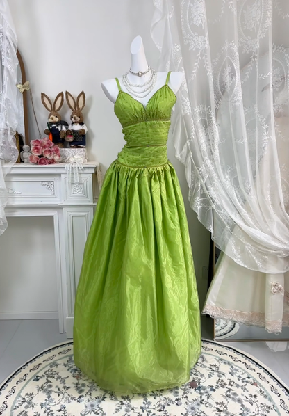Spaghetti Straps A Line Green Formal Prom Dress  P1808
