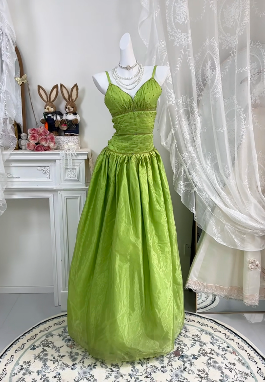 Spaghetti Straps A Line Green Formal Prom Dress  P1808