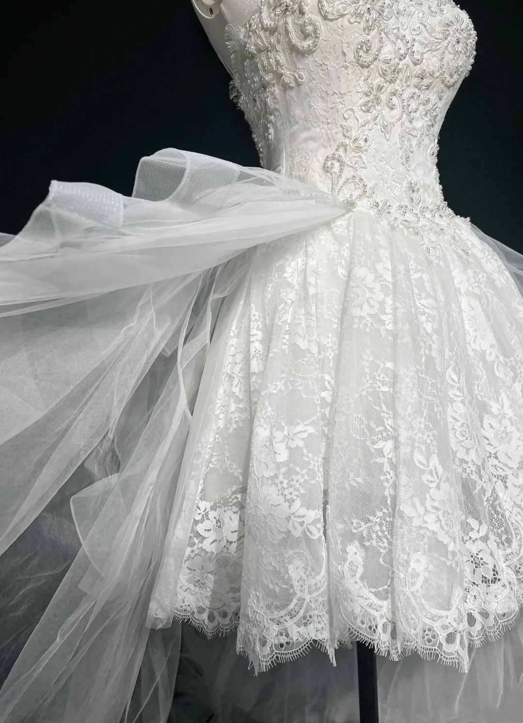Spaghetti Straps A Line Hight Low Wedding Dress Beaded Appliques Birthday Gown  P873