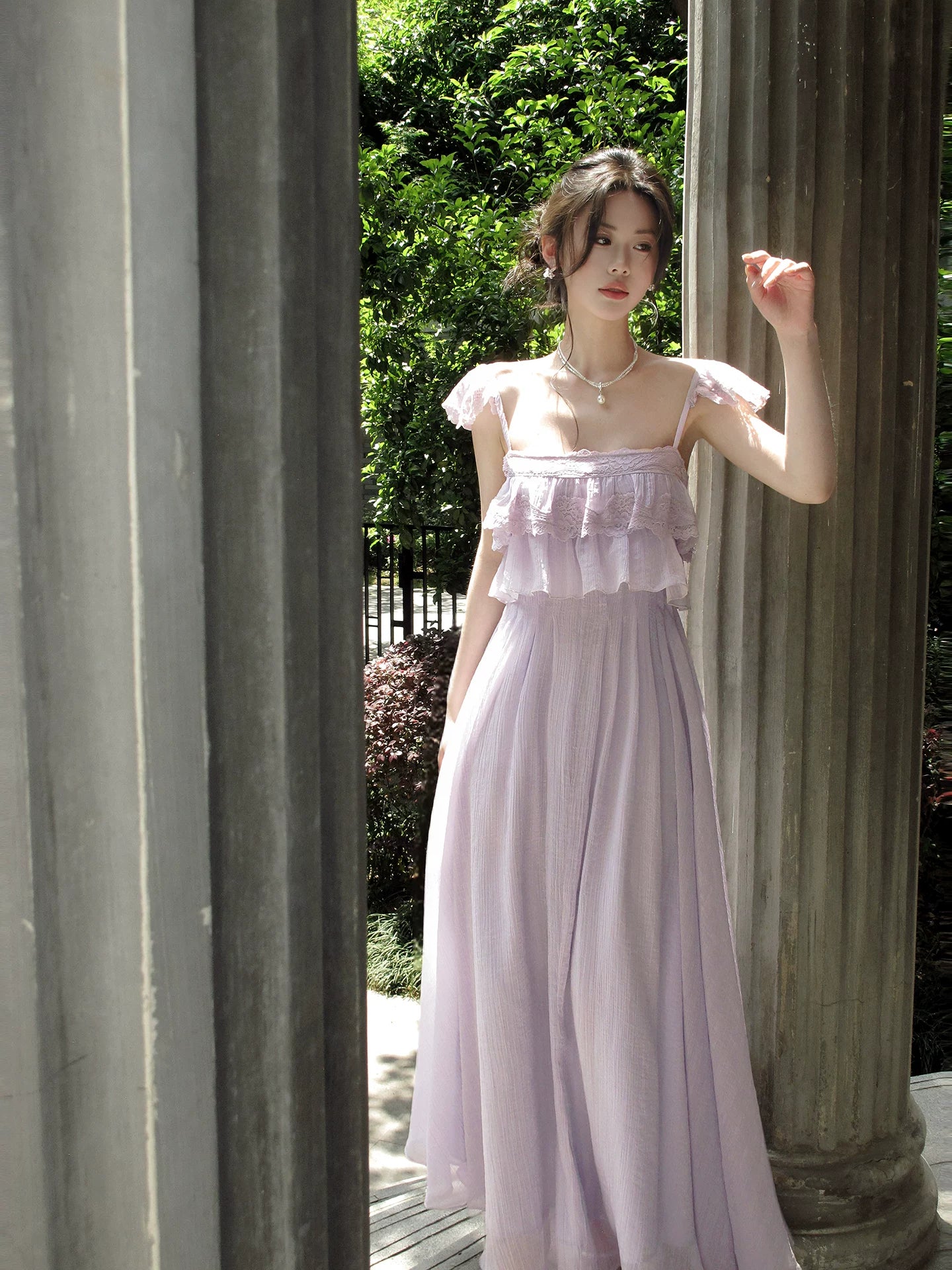 Spaghetti Straps A Line Lilac Summer Wedding Dress   L156