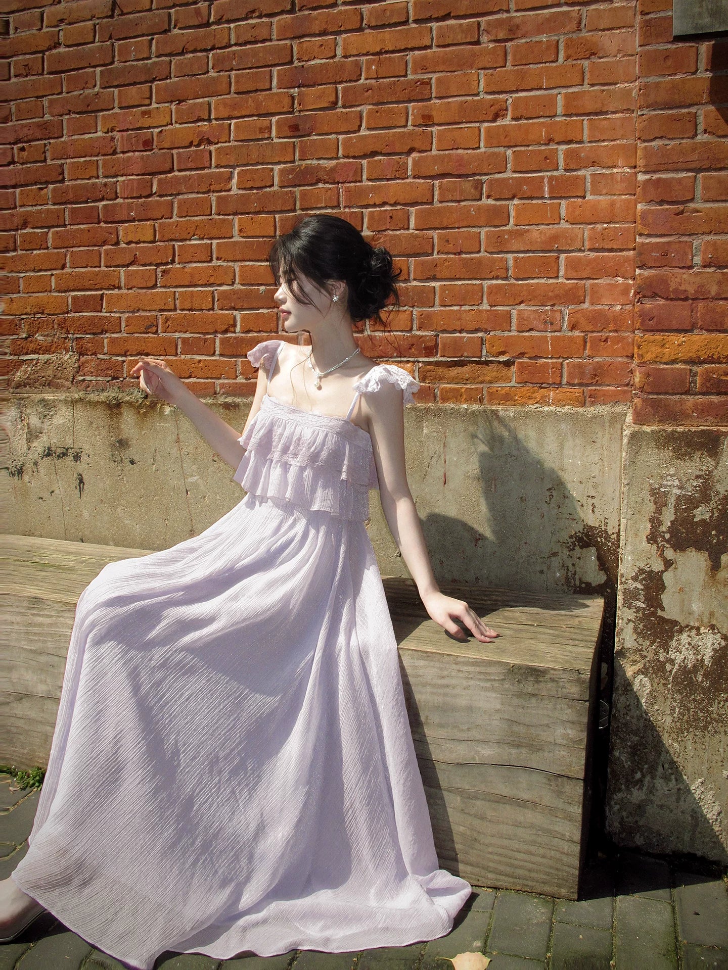 Spaghetti Straps A Line Lilac Summer Wedding Dress   L156