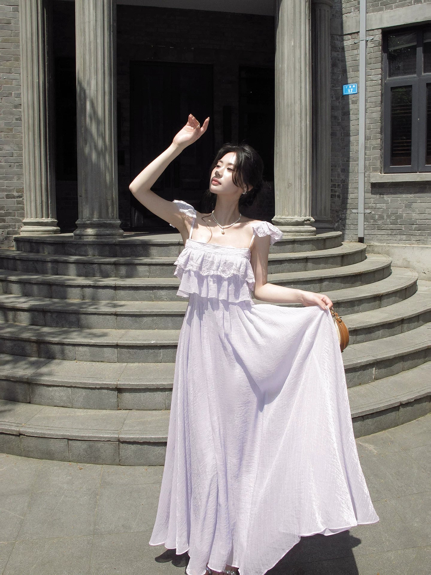 Spaghetti Straps A Line Lilac Summer Wedding Dress   L156