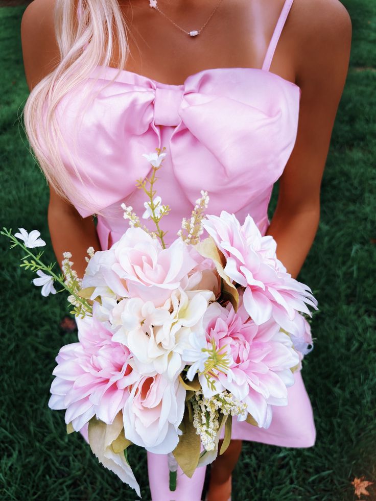 Spaghetti Straps A Line Pink Homecoming Dress With Bow Knot   P2333