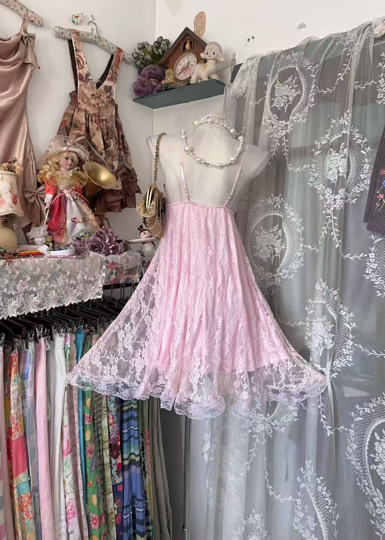 Spaghetti Straps A Line Pink Lace Homecoming Dress Short Birthday Dress  P2048