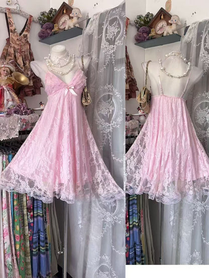 Spaghetti Straps A Line Pink Lace Homecoming Dress Short Birthday Dress  P2048