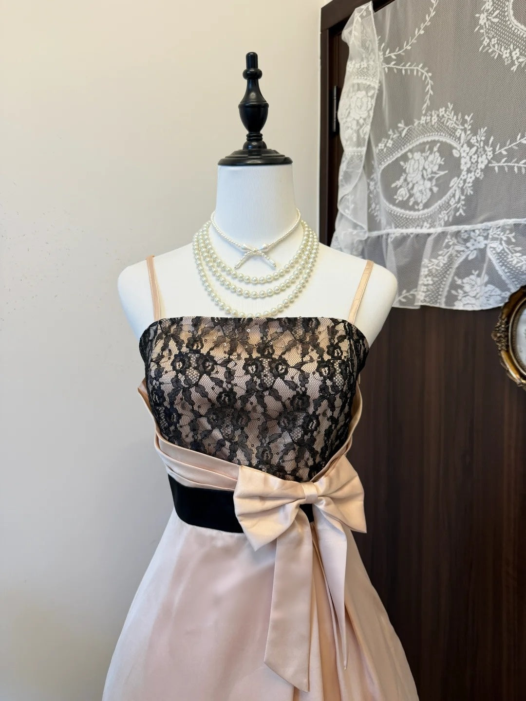 Spaghetti Straps A Line Satin Lace Homecoming Dress Retro Party Dress   P1905