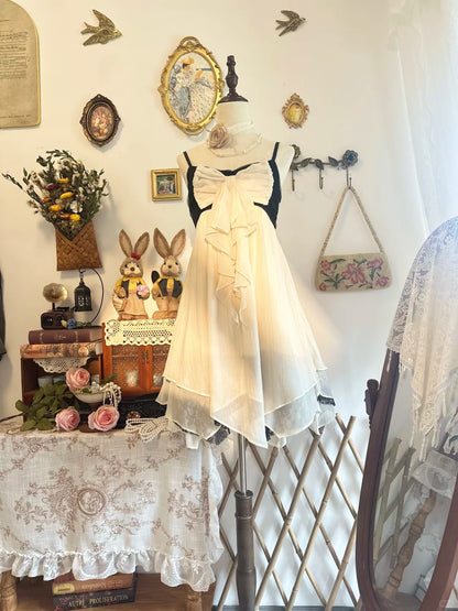 Spaghetti Straps Apricot Chiffon Homecoming Dress With Bow Knot   P2145