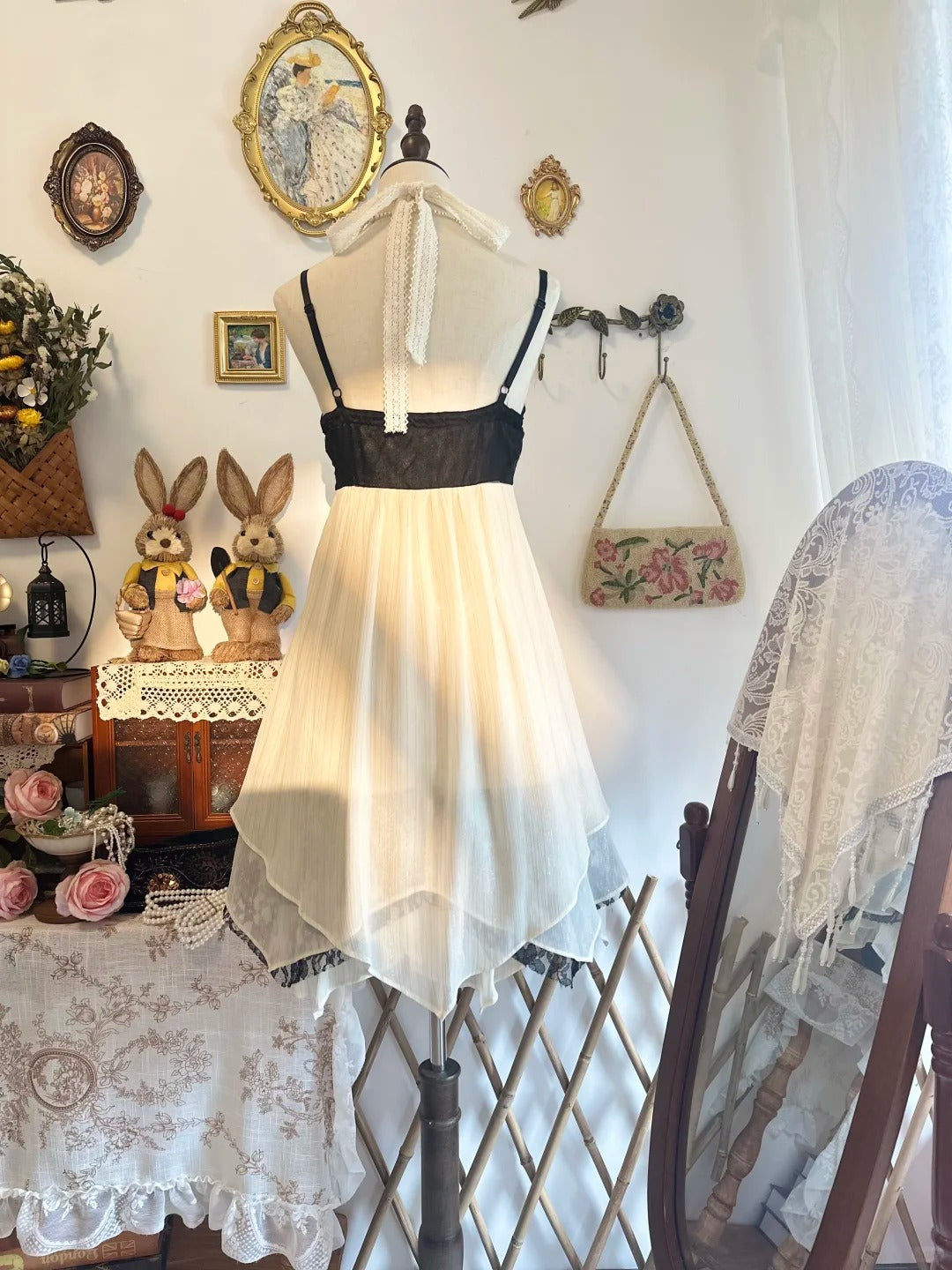 Spaghetti Straps Apricot Chiffon Homecoming Dress With Bow Knot   P2145