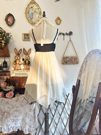 Spaghetti Straps Apricot Chiffon Homecoming Dress With Bow Knot   P2145