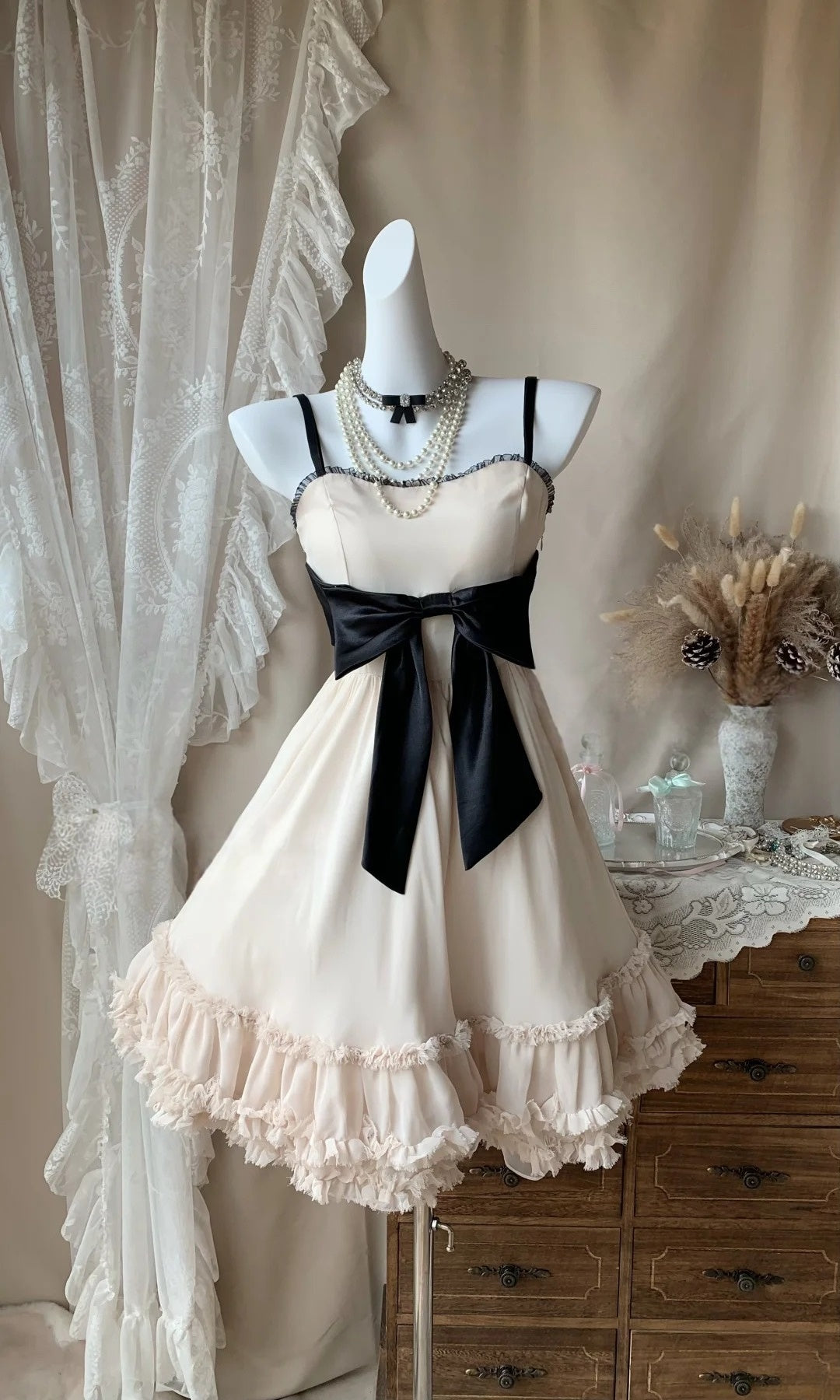 Spaghetti Straps Beige Ruffled Chiffon Homecoming Dress Birthday Gown  P2665