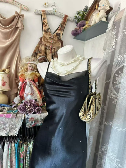 Spaghetti Straps Black Mermaid Formal Prom Dress P1841