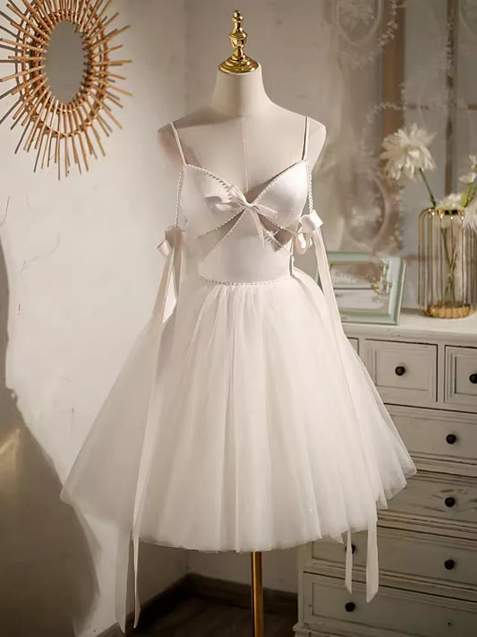 Spaghetti Straps Black Satin Birthday Dress Pearl Beaded Graduation Dress   P2112