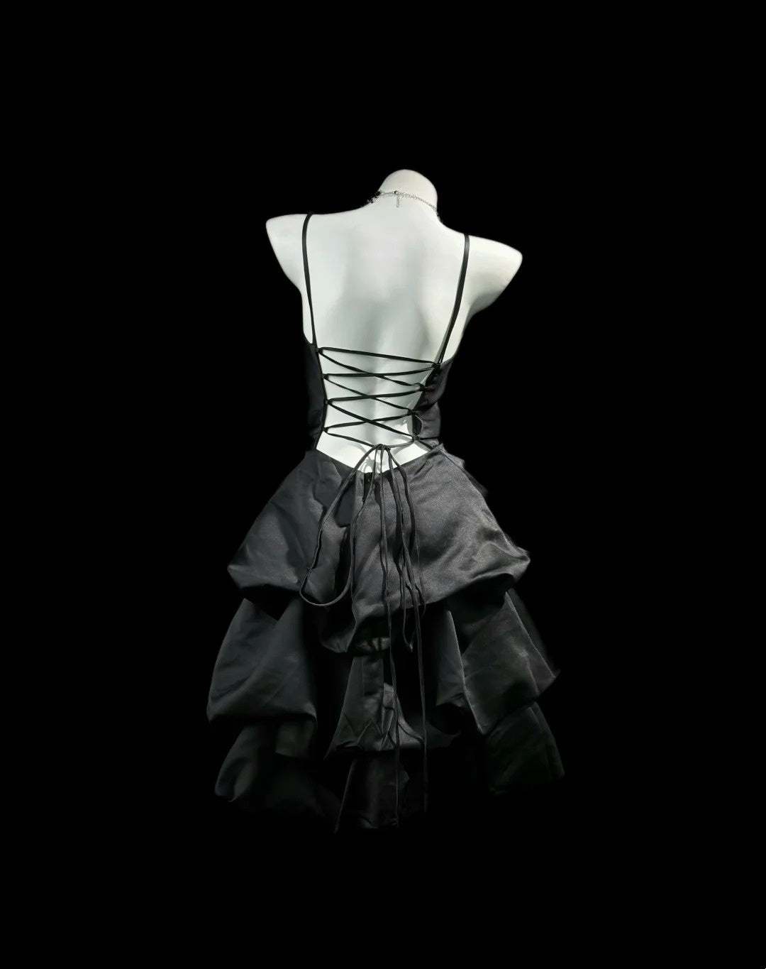 Spaghetti Straps Black Satin Homecoming Dress Short Birthday Dress   P2668