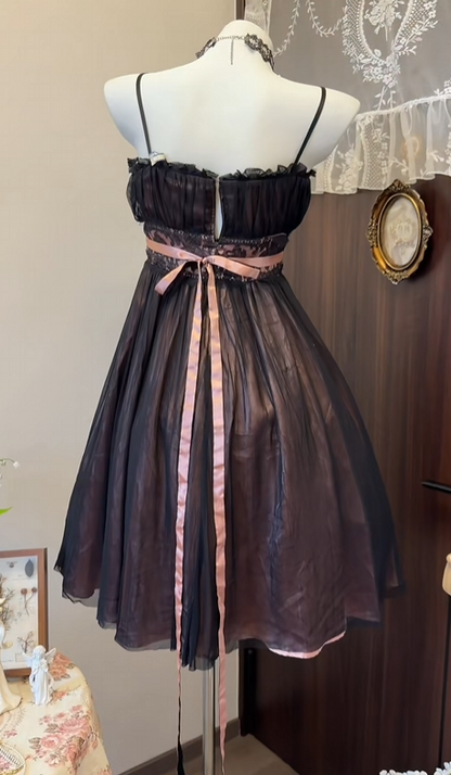 Spaghetti Straps Black Tulle Homecoming Dress Short Party Dress   P1919