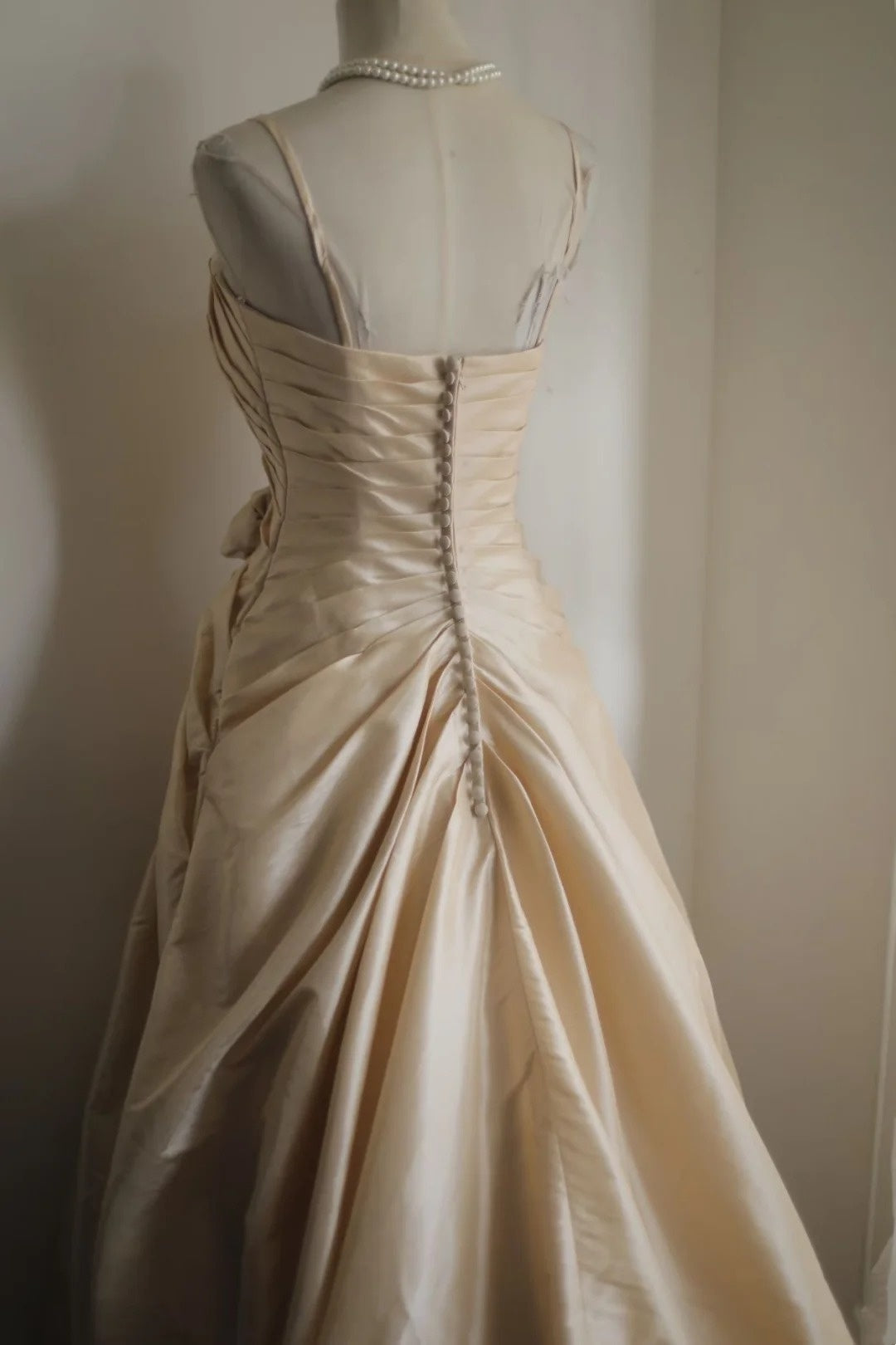 Spaghetti Straps Champagne Satin Formal Prom Dress With Flowers  P2055