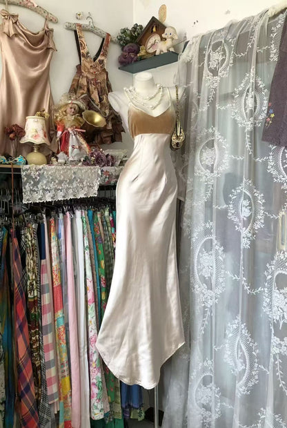 Spaghetti Straps Champagne Sheath Formal Prom Dress  P2036