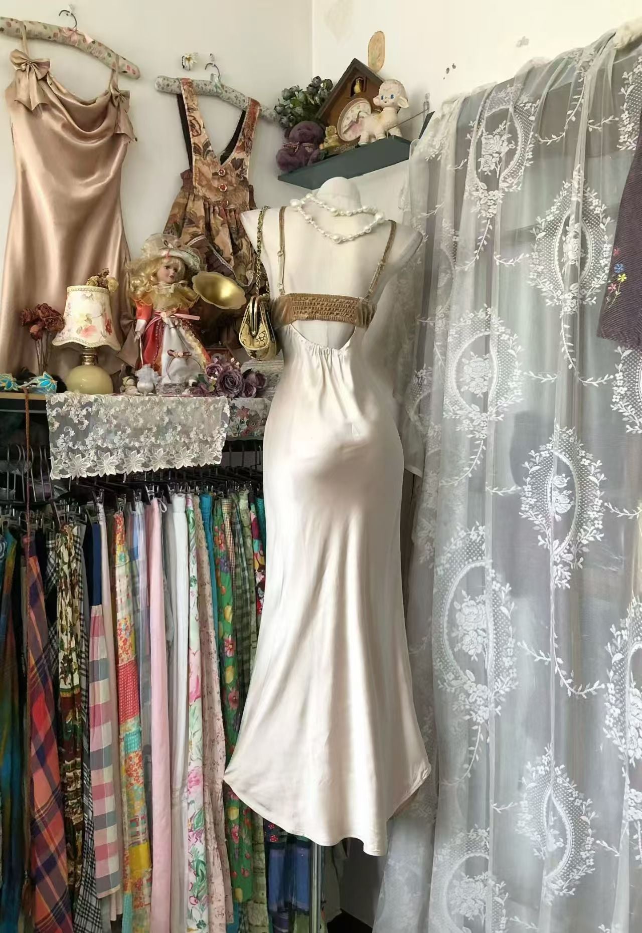 Spaghetti Straps Champagne Sheath Formal Prom Dress  P2036